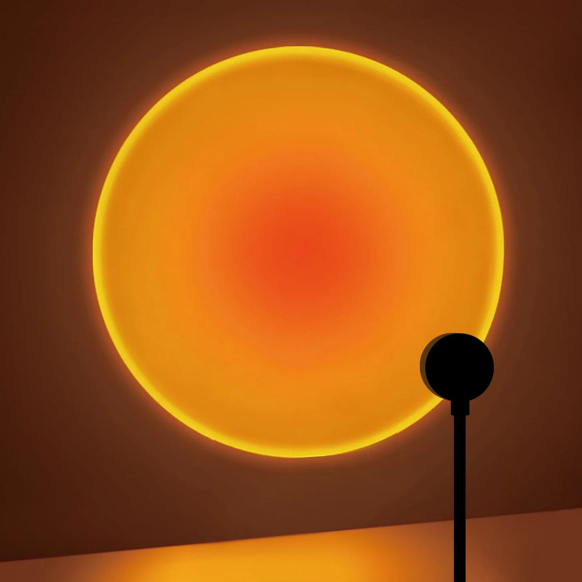 Veltora Sunset Projection Lamp with rotatable design, USB-powered home decor lamp for living room or bedroom ambiance.
