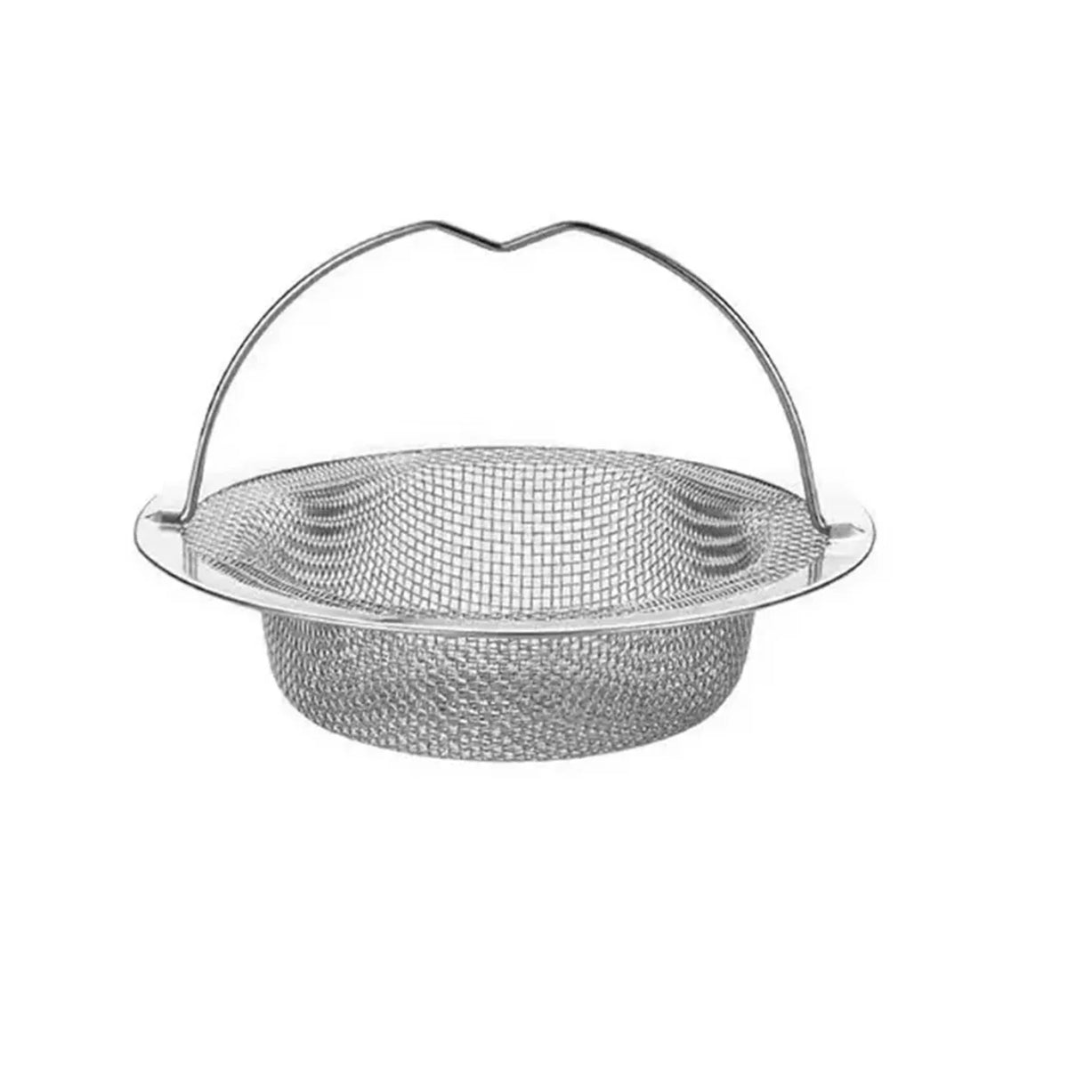 Veltora stainless steel kitchen sink filter catching food residue and hair, designed to keep your sink or bathtub clean and clog-free.