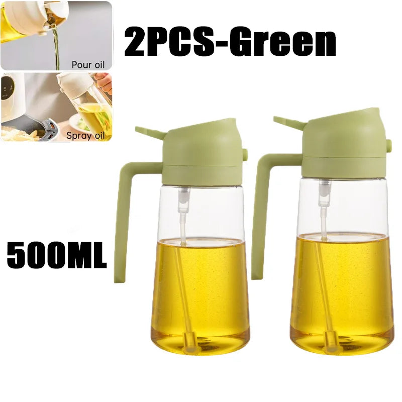 Veltora oil spray bottle in 200/300/500ml with plastic body for BBQ, baking, or vinegar, featuring a spray nozzle and oil brush.