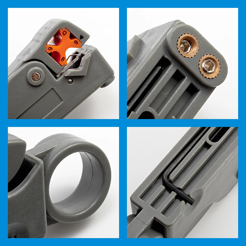 Veltora stainless steel stripping pliers for wire and cable decrustation, with hexagon wrench accessory and insulated electrical design.