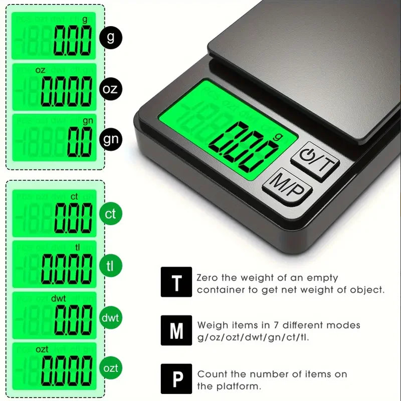 Veltora Precision Pocket Scale 1000g x 0.1g with backlit LCD, digital mini scale for food, jewelry, and travel use