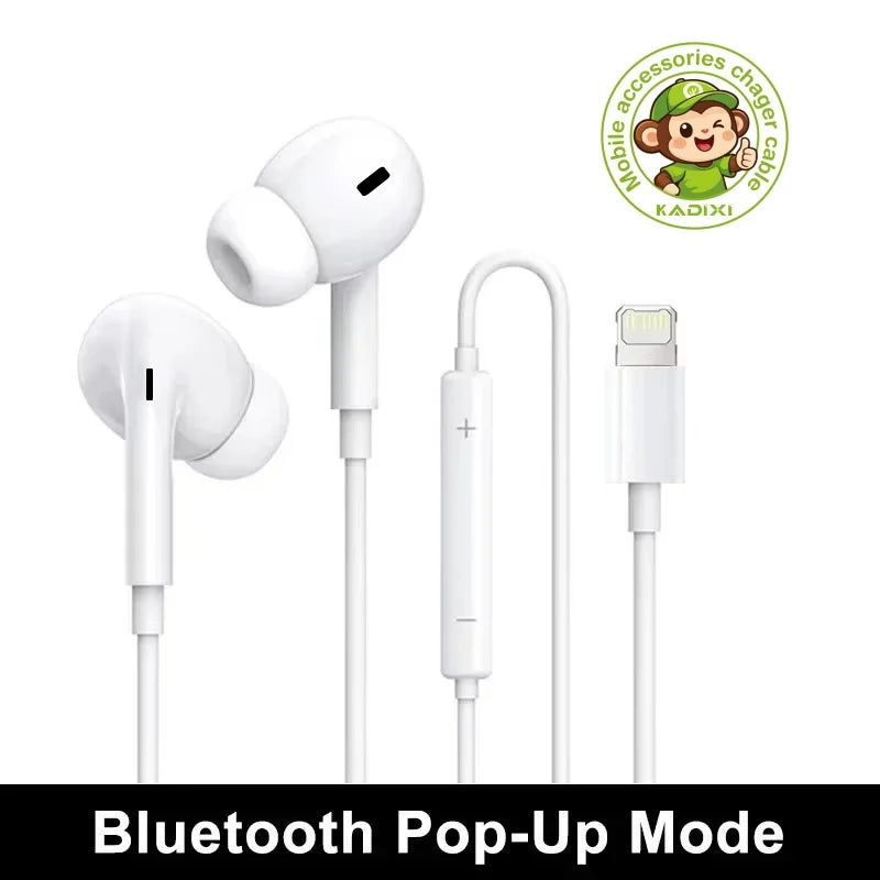 Veltora original wired earphones for iPhone with Lightning connector, in-ear design, compatible with iPhone 14 Pro Max and older models