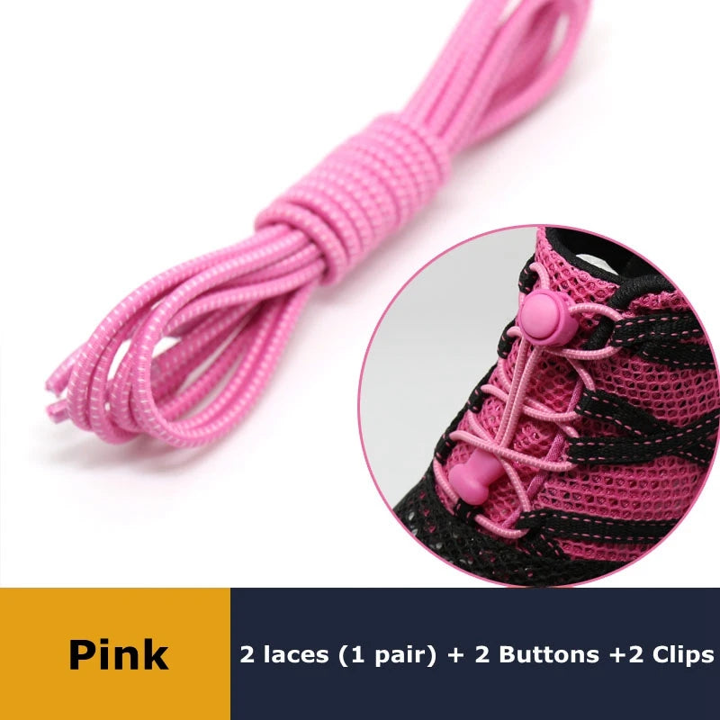 Pair of Veltora elastic no-tie sneaker shoelaces with locking mechanism, stretchable rubber round shoestrings for easy fastening