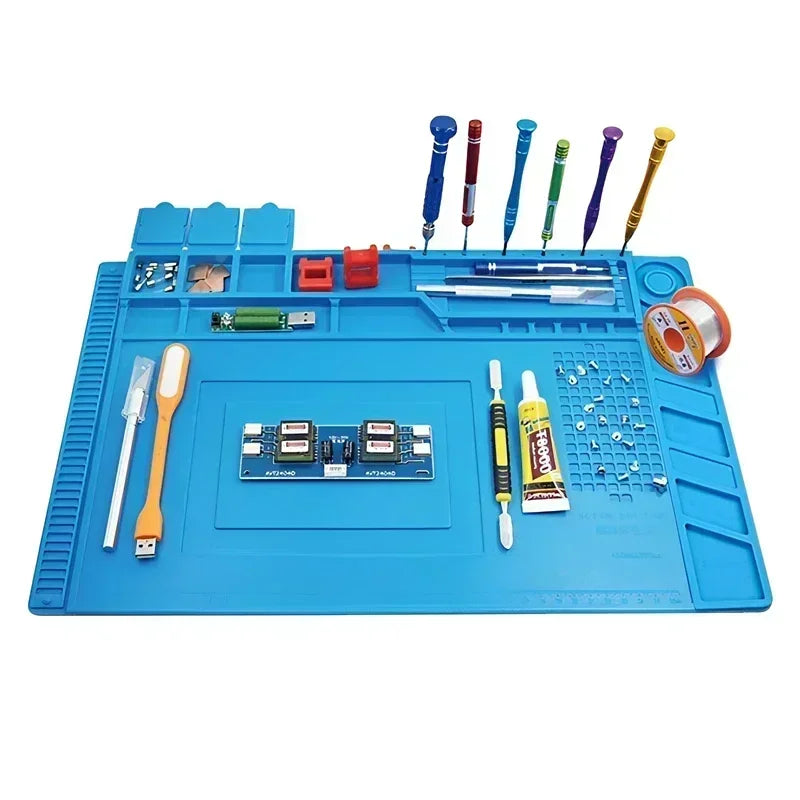Veltora magnetic silicone repair mat with circuit board, heat-resistant and anti-static surface for soldering and phone repair.