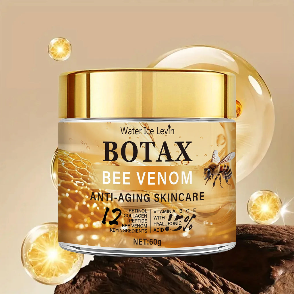 Veltora Botax Bee Venom Cream jar showing the 60g container, designed for deep wrinkle treatment and skin rejuvenation.