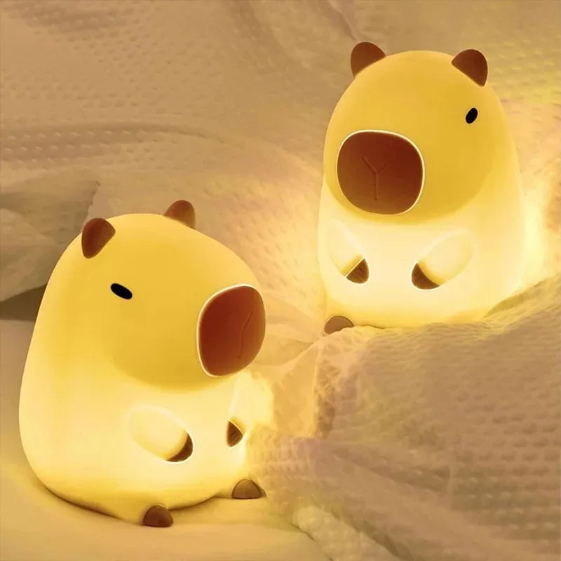 Veltora cute pet capybara night light with cartoon silicone design, bedside sleep lamp for room decor and bedtime comfort