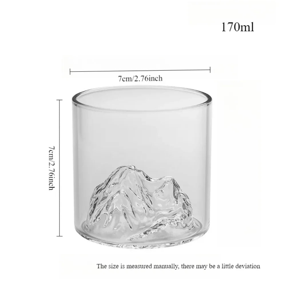 Veltora 5 oz 3D Guanshan whiskey glass set with transparent crystal cups suitable for whiskey, cognac, and cocktails.