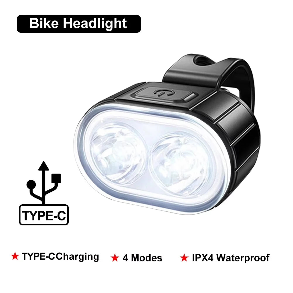 Veltora rechargeable LED bike front and rear lights with flashlight and lantern modes for cycling safety and visibility.