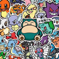 Set of 56 Veltora anime Pokemon stickers featuring Pikachu cartoon decals for laptops, DIY decoration, graffiti, and kids' toys.
