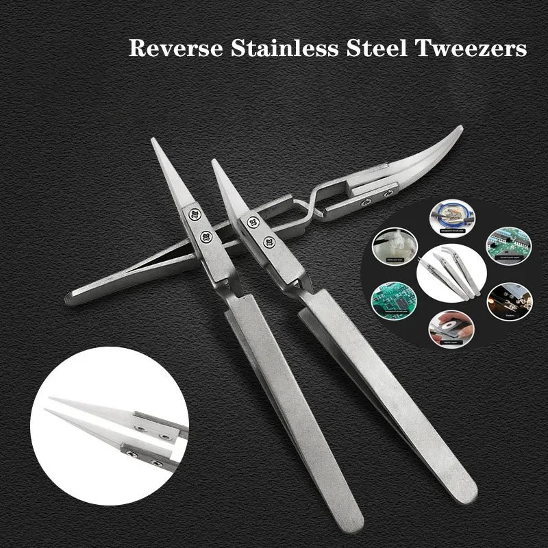 Veltora ceramic electronic soldering tweezers with straight tips, anti-static, acid-resistant, precision chuck for delicate soldering tasks