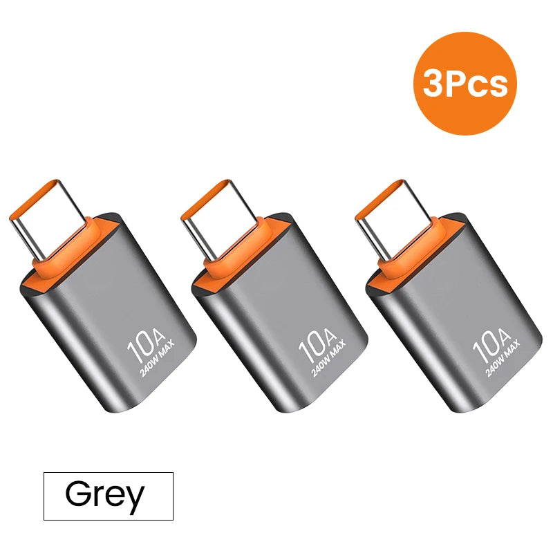 Veltora 10A OTG USB 3.0 to Type-C adapter with USB female and Type-C male ports, fast charging for Xiaomi, Samsung, laptops, and PCs.