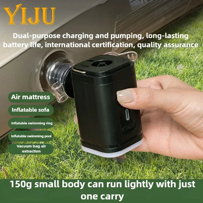 Veltora YIJU wireless inflatable pump with portable mini air compressor for outdoor use, inflates air cushions, beds, and swim rings.