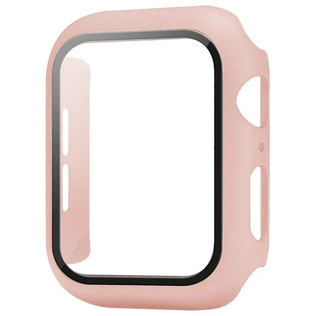 Veltora glass cover and screen protector for Apple Watch Series 6, 7, 8, 9, SE 5, 4, 3, 2 in various sizes, with protective case.