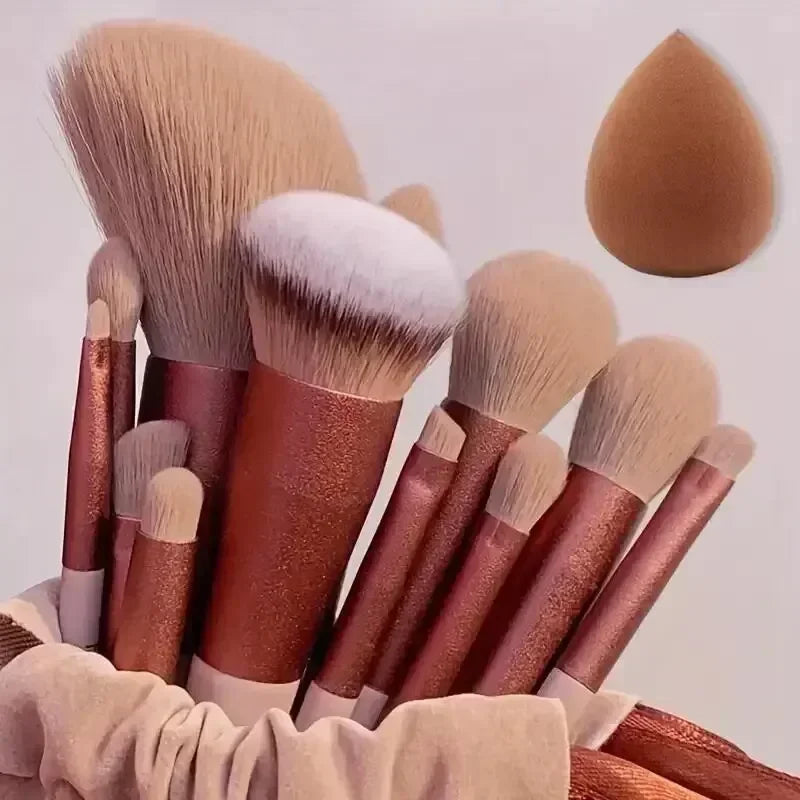 Veltora makeup brush set with soft fluffy brushes for foundation, powder, eyeshadow, and blending in a professional beauty tool collection