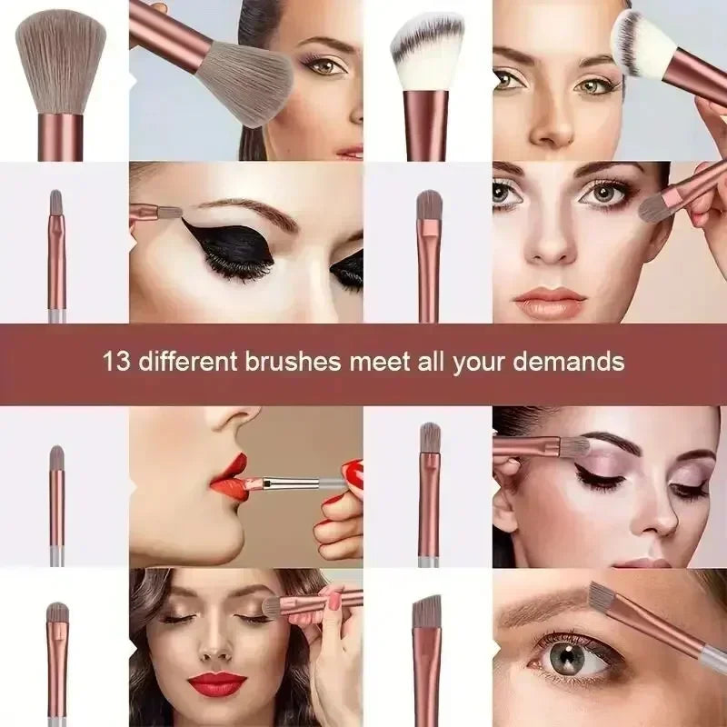 Veltora makeup brush set with soft fluffy brushes for foundation, powder, eyeshadow, and blending in a professional cosmetic look