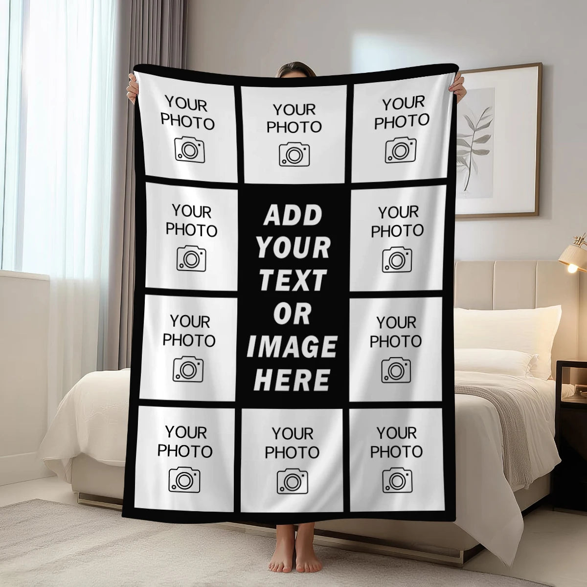 Veltora personalized blanket with custom picture and text, soft gift blanket for children, parents, lovers, and friends