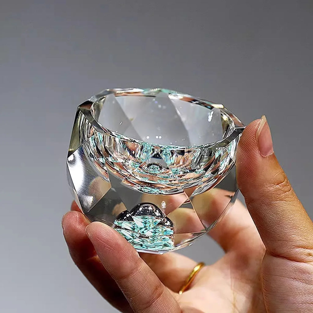 Veltora 50ml luxury crystal glass vodka shot glass with gold foil, double bottom design, suitable for sake, liqueur, or tea.