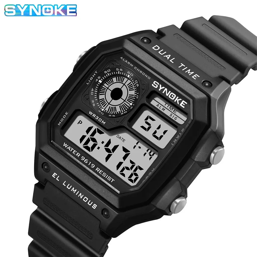 Veltora SYNOKE men's military digital watch with luminous display, chronograph, waterproof design, electronic wrist watch.