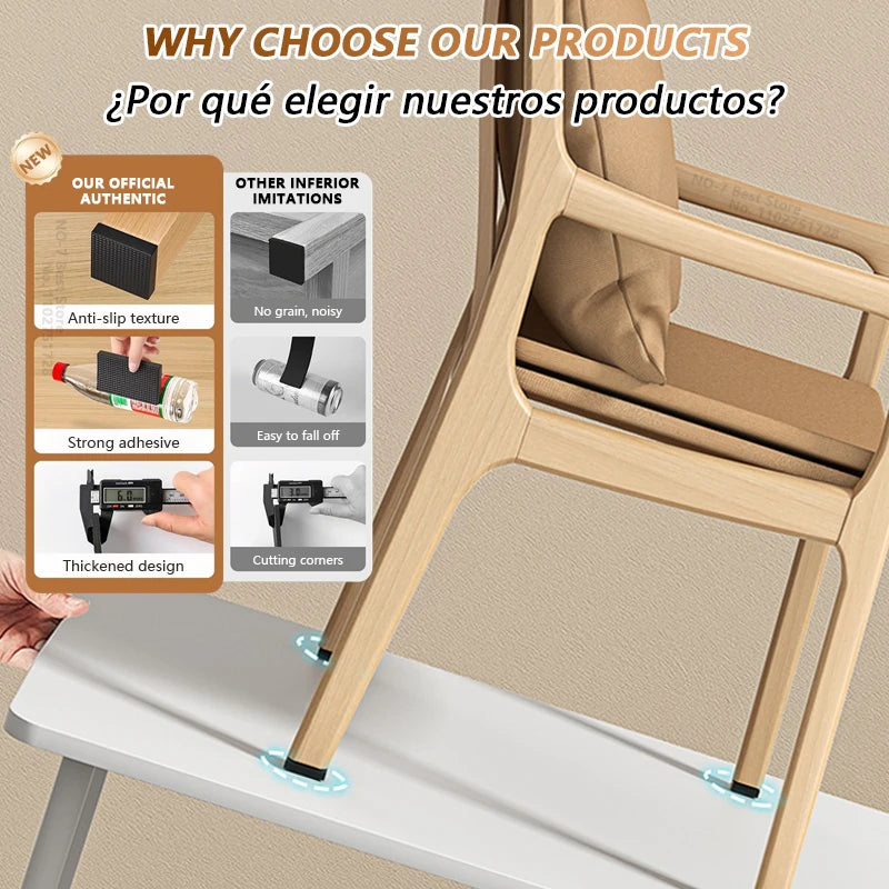 Veltora non-slip furniture pads with self-adhesive rubber protectors for chair, table, and sofa legs, floor protection, heavy-duty design