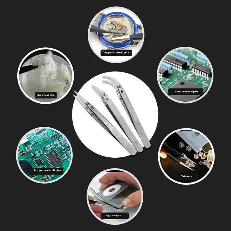Veltora ceramic straight tip electronic soldering tweezers with anti-static, acid-resistant design for precision electronics work.