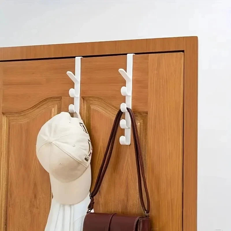 Veltora bedroom door hanger clothes rack with hooks for bags and purses, made of plastic, suitable for home storage and organization.