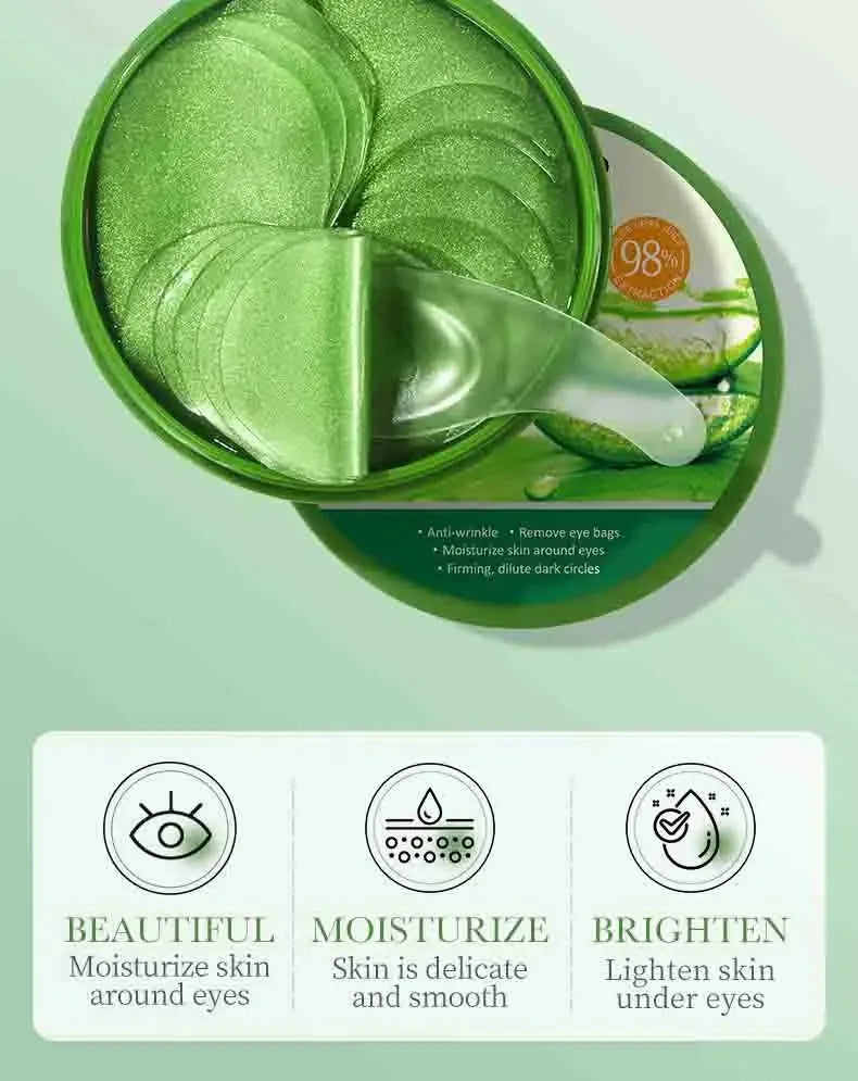 Veltora Aloe Vera collagen eye masks, 60pcs for dark circles, eye bags, and wrinkles, moisturizing and soothing eye skin care patches.