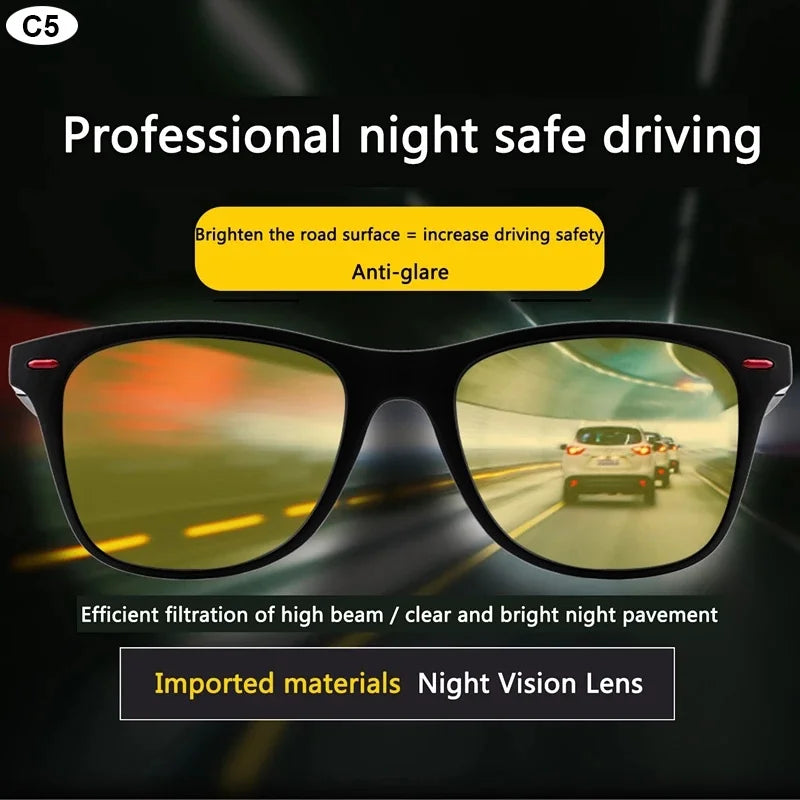 Veltora night vision glasses for men with polarized PC frame, outdoor sport sunglasses, suitable for day and night driving.