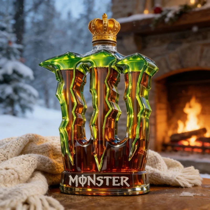 Veltora Monster Claw Leg glass decanter with crown top, clear whiskey bottle for home bar, decorative spirit dispenser