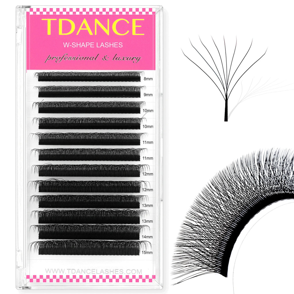 Veltora TDANCE 3D-6D premade eyelash extensions with W style faux mink, natural soft bloom volume, automatic flowering design.
