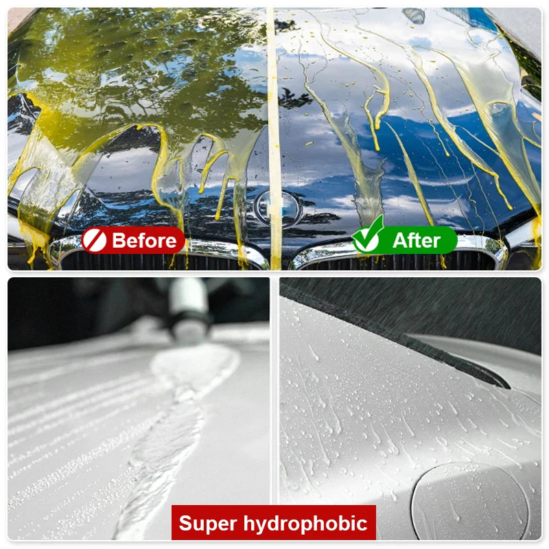 Veltora car ceramic nano coating liquid with hydrophobic, anti-scratches, and polishing properties, applied to vehicle surface.