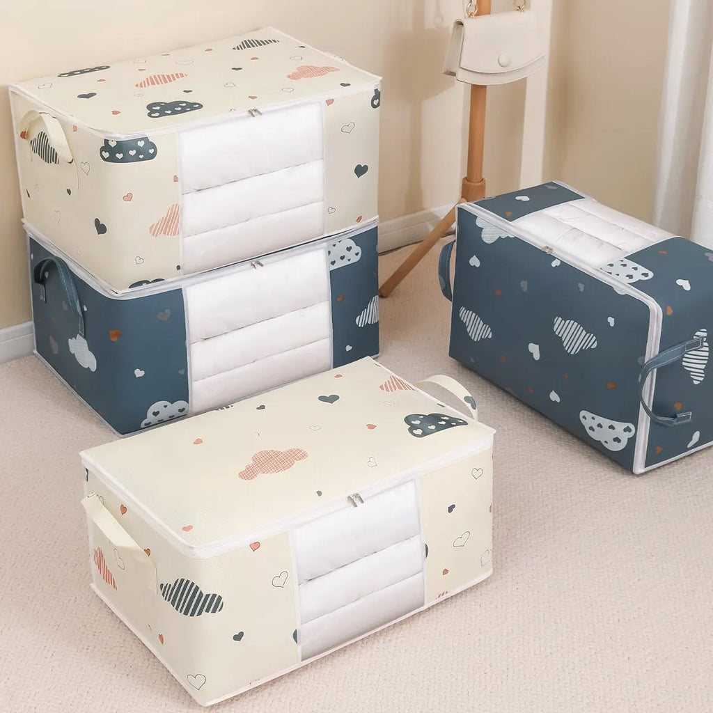 Veltora large capacity clothes storage bag with reinforced handle, sturdy zipper, ideal for blankets and bedding, foldable and durable.