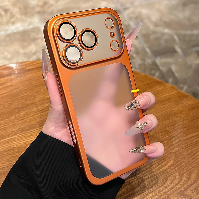 Veltora luxury plating nano matte translucent iPhone case with Air Lens protection for iPhone 13 to 18 Plus, matte backplate cover