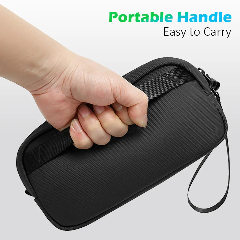 Veltora BANGE travel organizer bag with power bank pouch, compact electronics case for USB cables, cords, and gadgets storage.