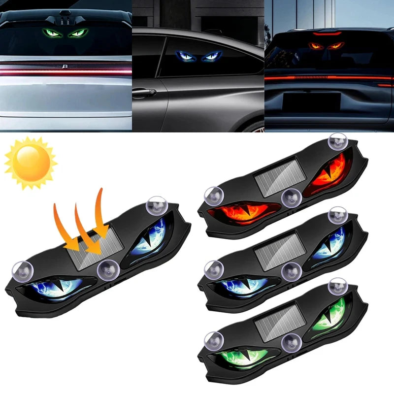 Veltora solar-powered neon car demon eye LED ambient light with suction cup, rechargeable wireless atmosphere breathing lamp.