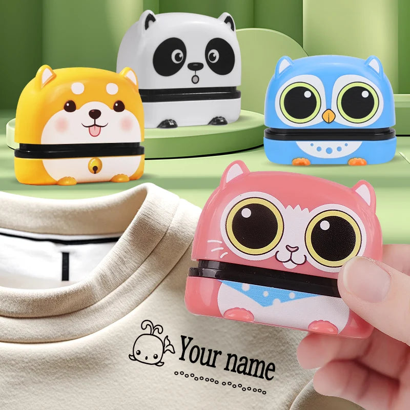 Veltora custom children's travel stamp set with waterproof name seal and eco ink, ideal for school and kindergarten supplies