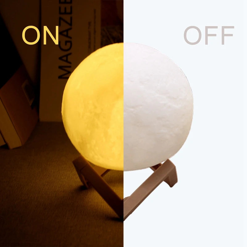 Veltora moon lamp LED night light with stand, starry design, battery-powered, perfect for bedroom decor and kids' gifts