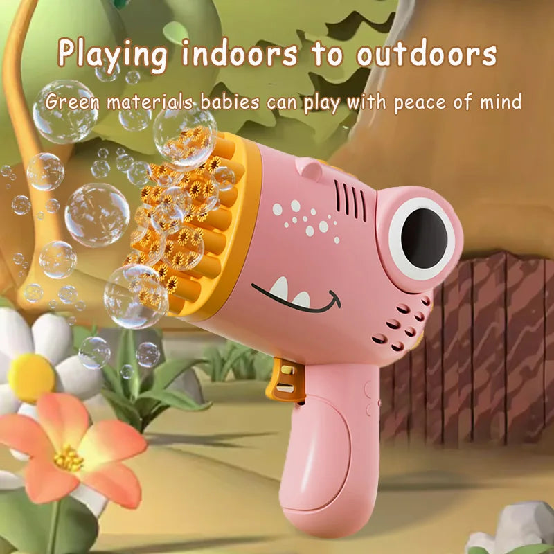Veltora 40 Hole Dinosaur Bubble Handheld Bubble Machine with electric bubble gun design for outdoor weddings and parties