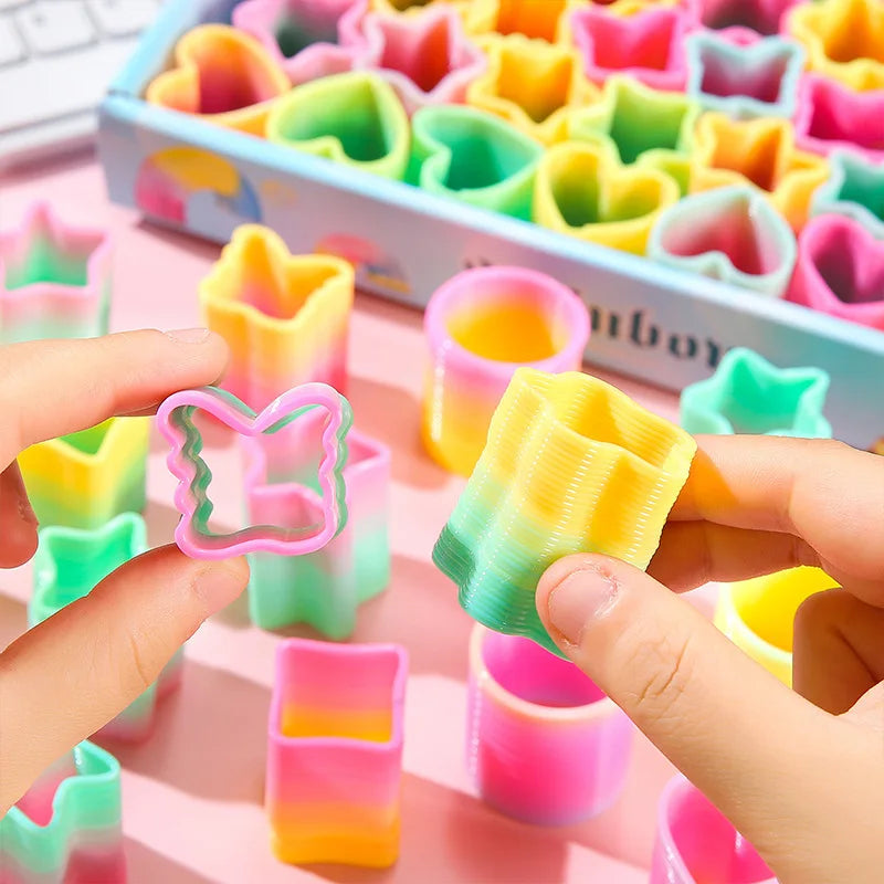 Veltora Rainbow Magic Springs circle toy for kids, flexible and colorful, ideal as birthday party favor or gift filler