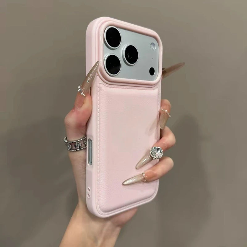 Veltora luxury drum cortex plain shockproof bumper phone case for iPhone 11 to 18 Pro Max with durable design