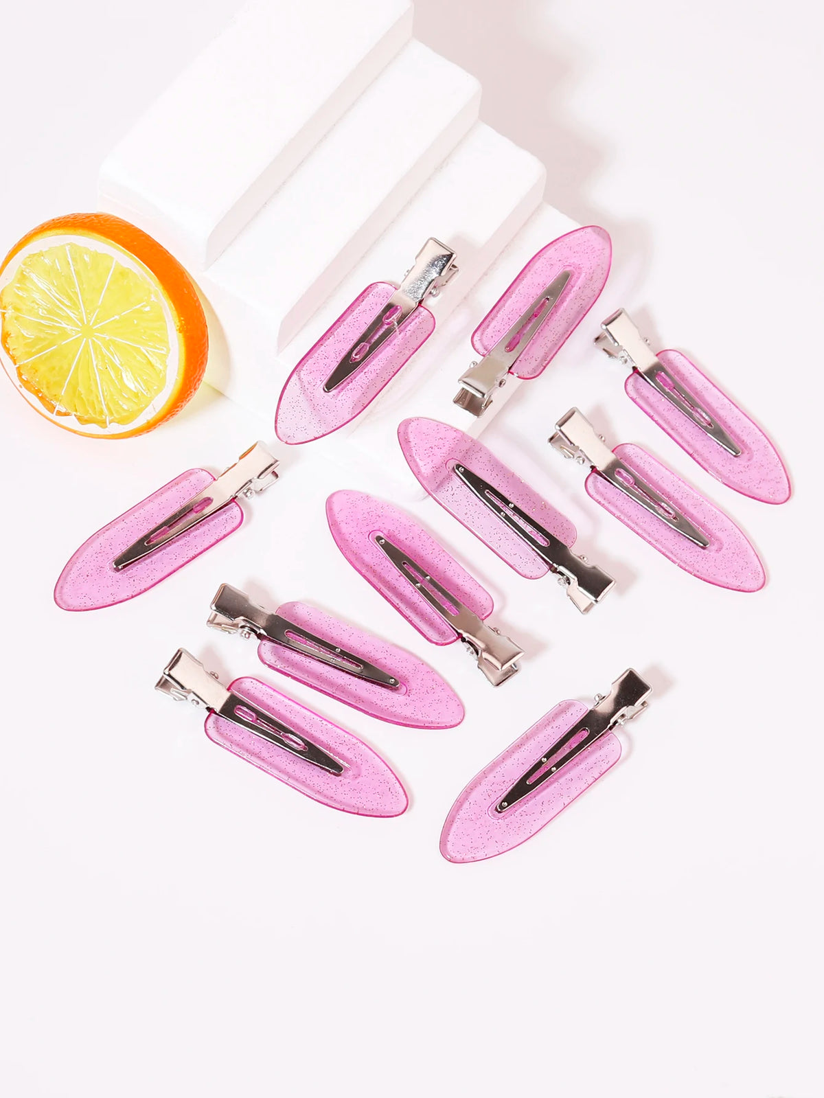 Set of 10 transparent Veltora seamless hair clips for girls, ideal for styling real hair or wigs, facial makeup accessories