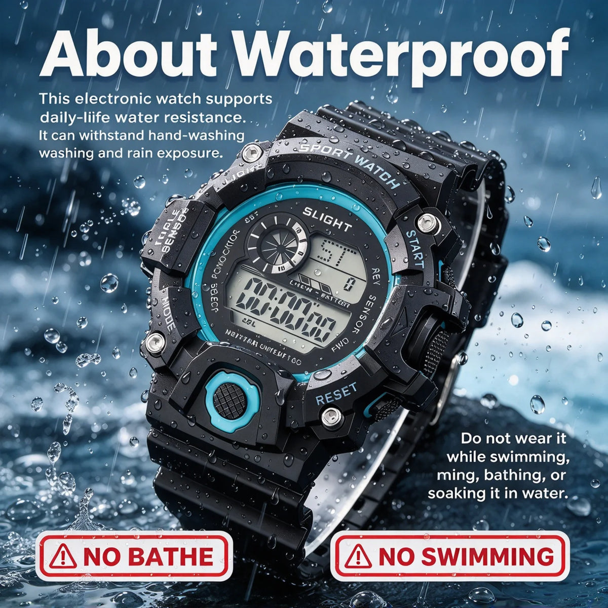 Veltora men's sports digital wristwatch with large dial, waterproof, luminous display, alarm, and multifunctional features.