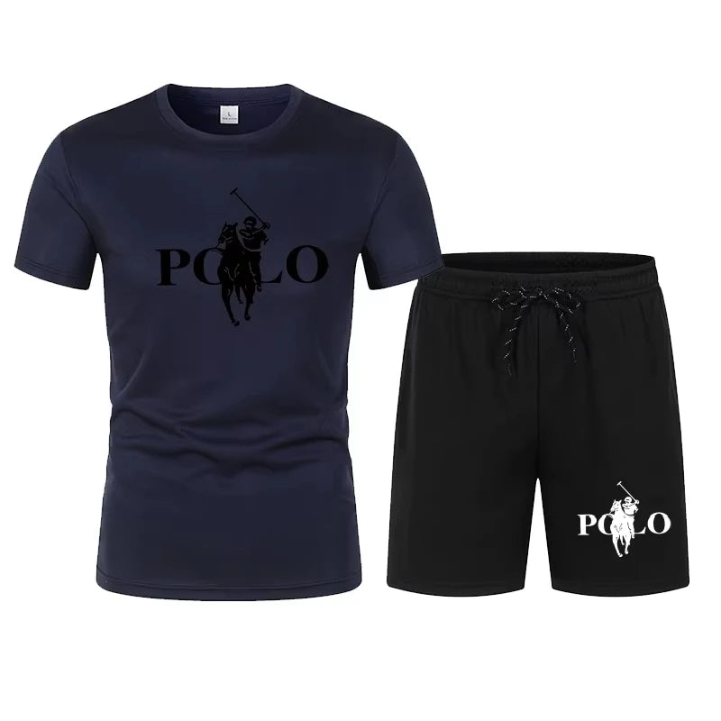 Veltora men's 2026 summer fashion leisure sports set with mesh T-shirt and matching shorts, stylish high street casual wear