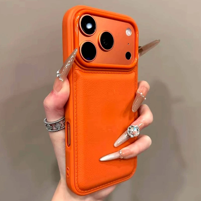 Veltora luxury drum cortex plain shockproof bumper phone case for iPhone 11 to 18 Pro Max with protective edges and sleek design