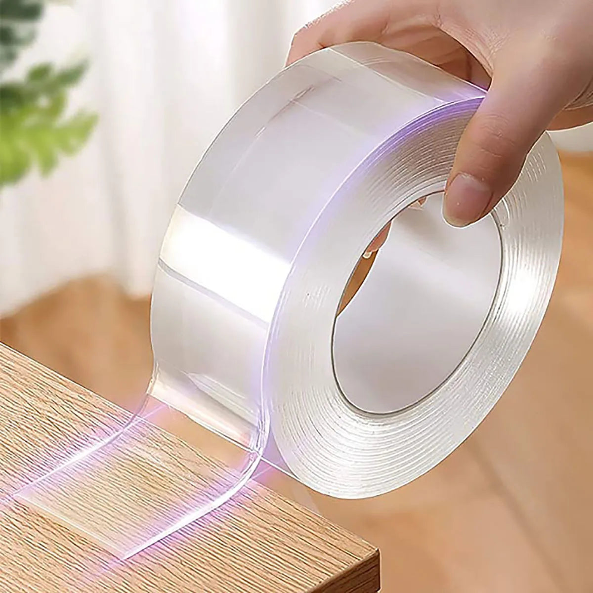 Veltora Ultra-strong double-sided adhesive tape on a wall, waterproof and suitable for home appliance and wall sticker applications.