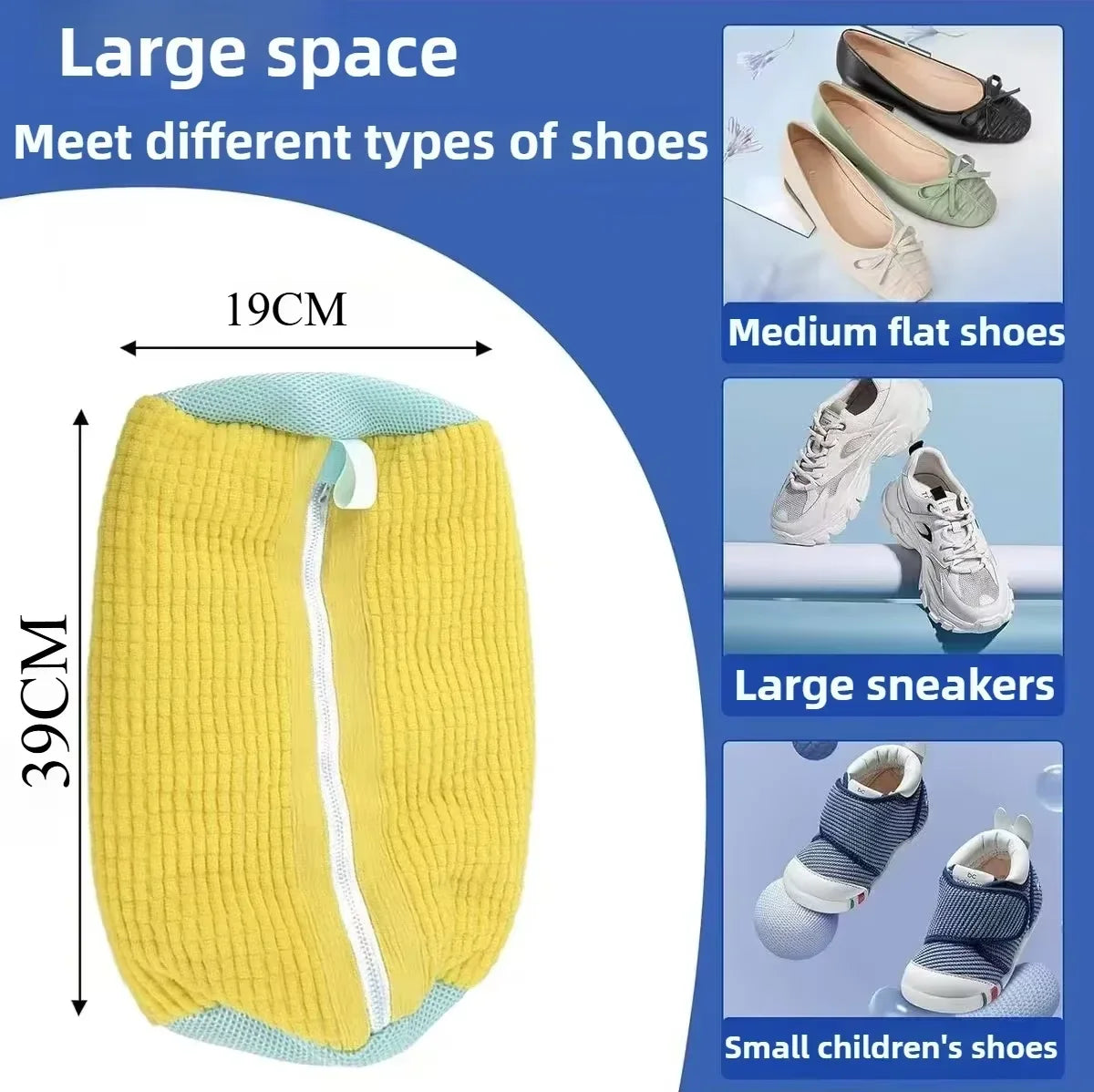Veltora shoe washing machine bag for sneakers and tennis shoes, reusable stain-resistant shoe cleaning bag in a compact design