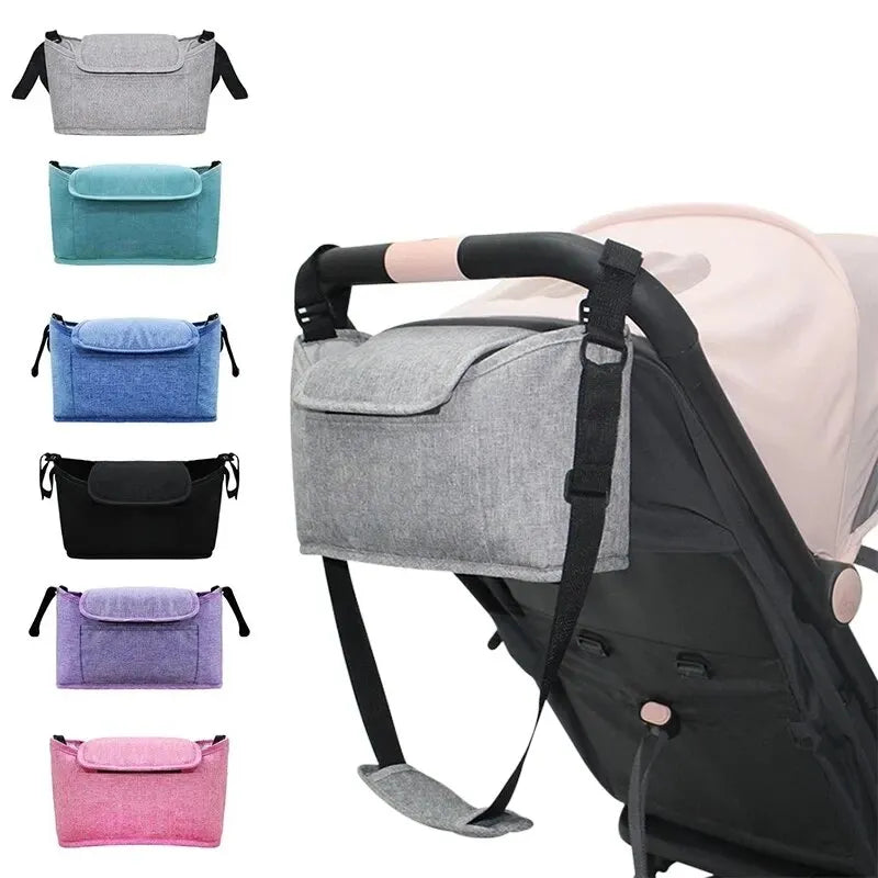 Veltora stroller bag with large capacity diaper organizer, cup holder, and hanging compartments for baby essentials.
