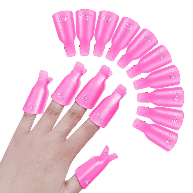 Veltora 10-piece colorful acrylic manicure art dip cap clip set for nail cleaning and UV gel nail polish application