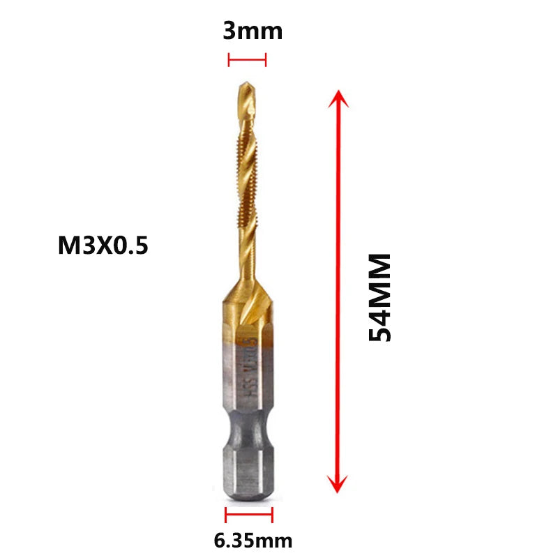 Veltora titanium plated HSS screw thread metric tap drill bits for M3 to M10 machine screws and hand tool applications