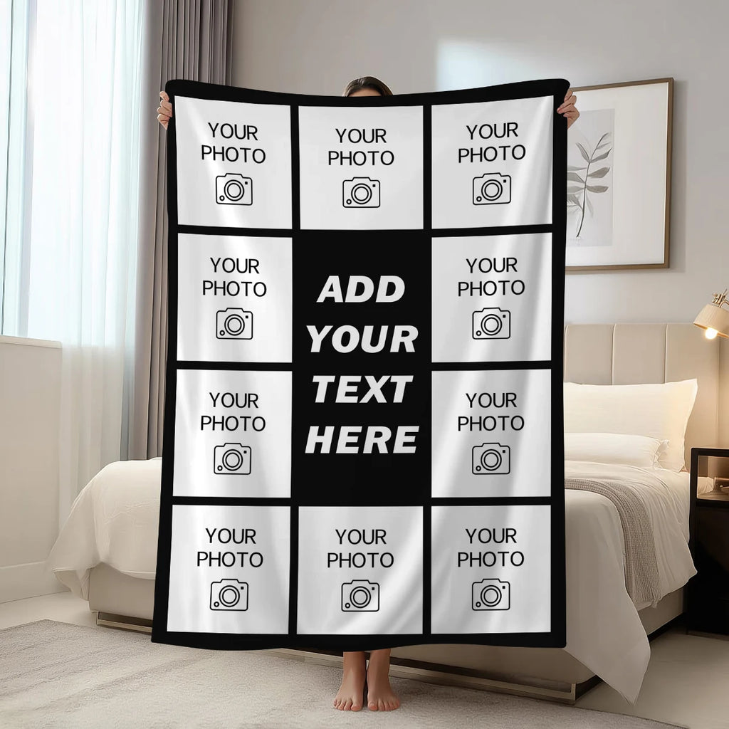 Veltora personalized custom blanket featuring picture and text, ideal gift for children, parents, lovers, and friends