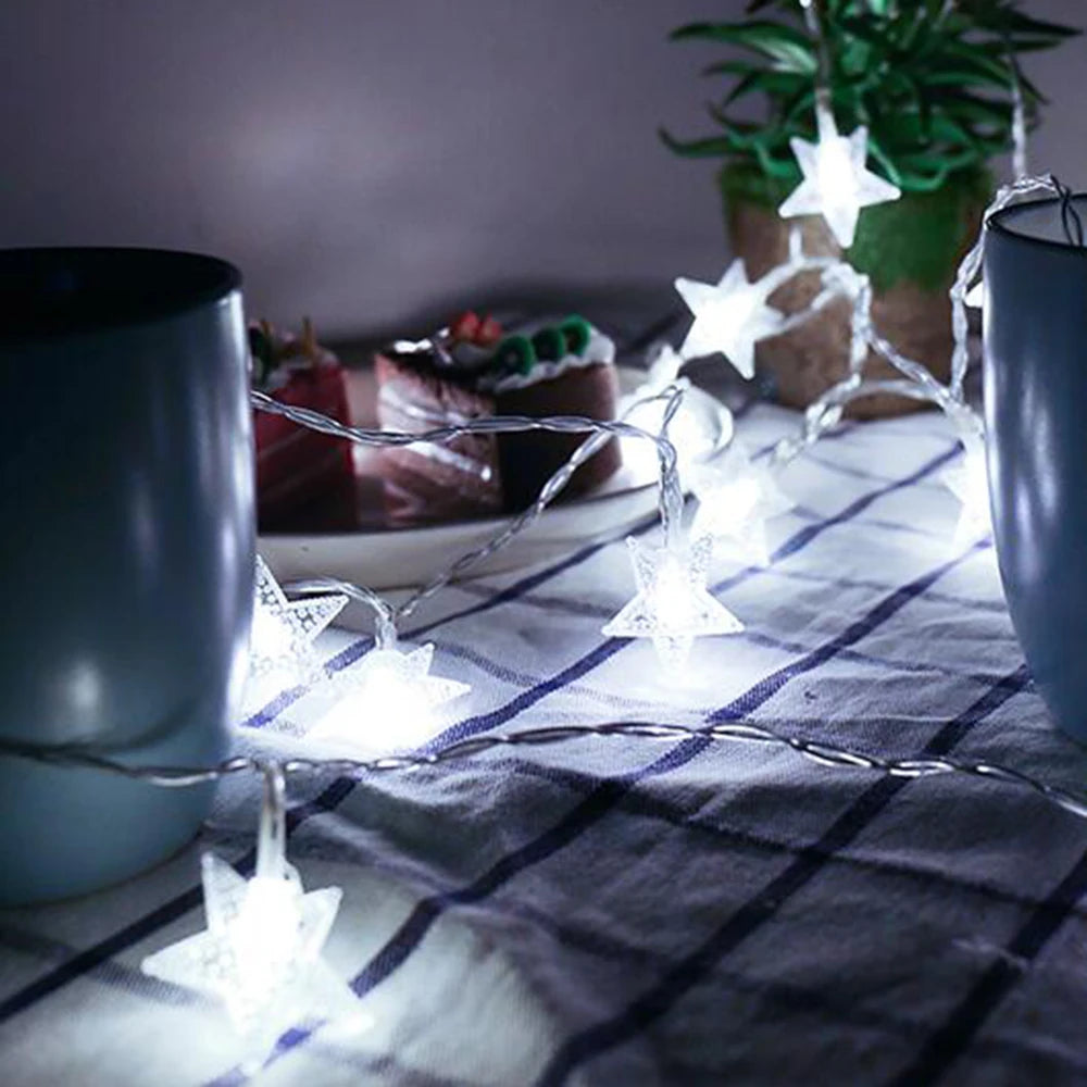 Veltora LED star fairy lights outdoor string lights for garden, terrace, and wedding decoration with bulb garland design